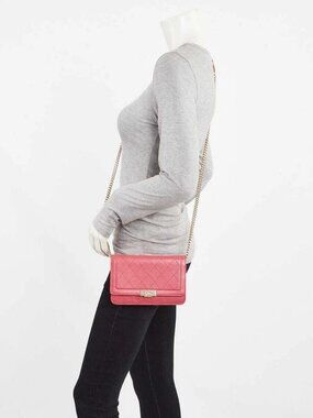 Chanel Pink Quilted Calfskin Leather WOC Clutch Bag